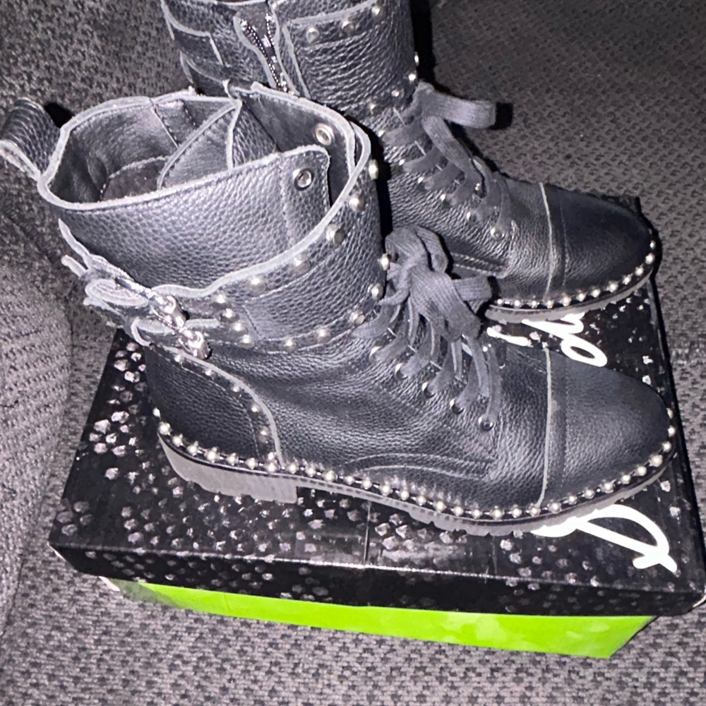 Sam Edelman Studded Black Combat Boots